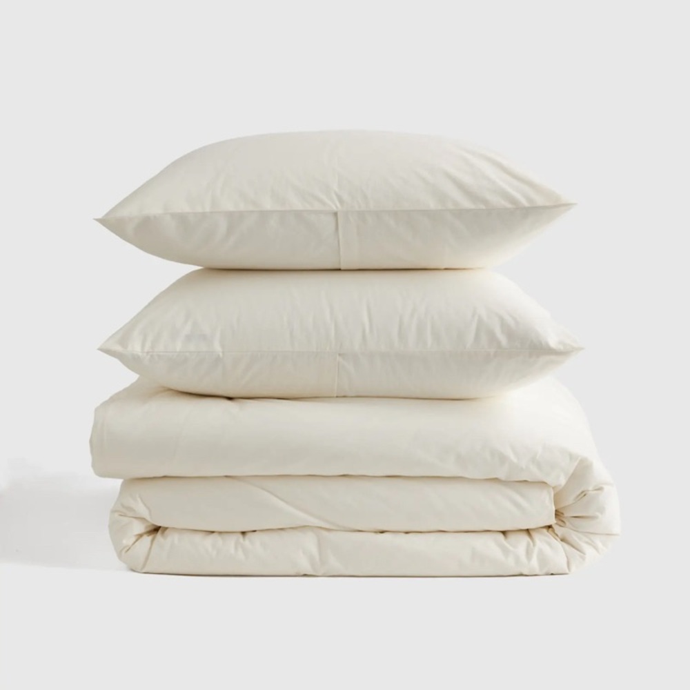 NWOT Quince Ivory Brushed Cotton Duvet Cover Set King/Cal King